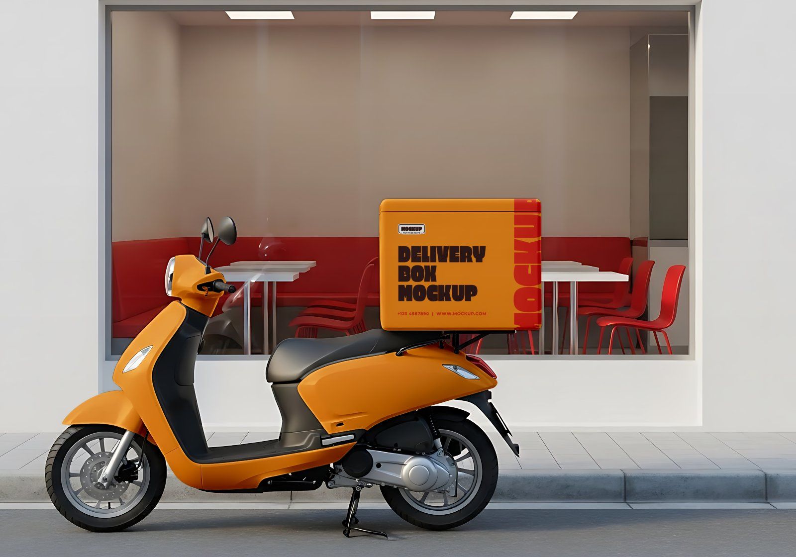 Fast Food Restaurant Mockup Set for Pizza & Fried Chicken Branding.