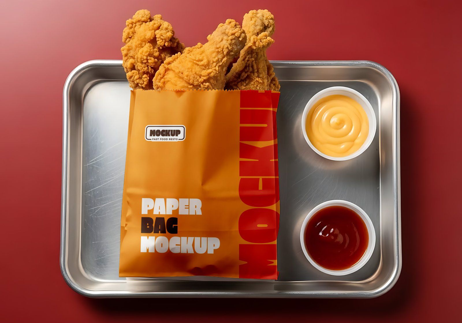 Fast Food Restaurant Mockup Set for Pizza & Fried Chicken Branding.