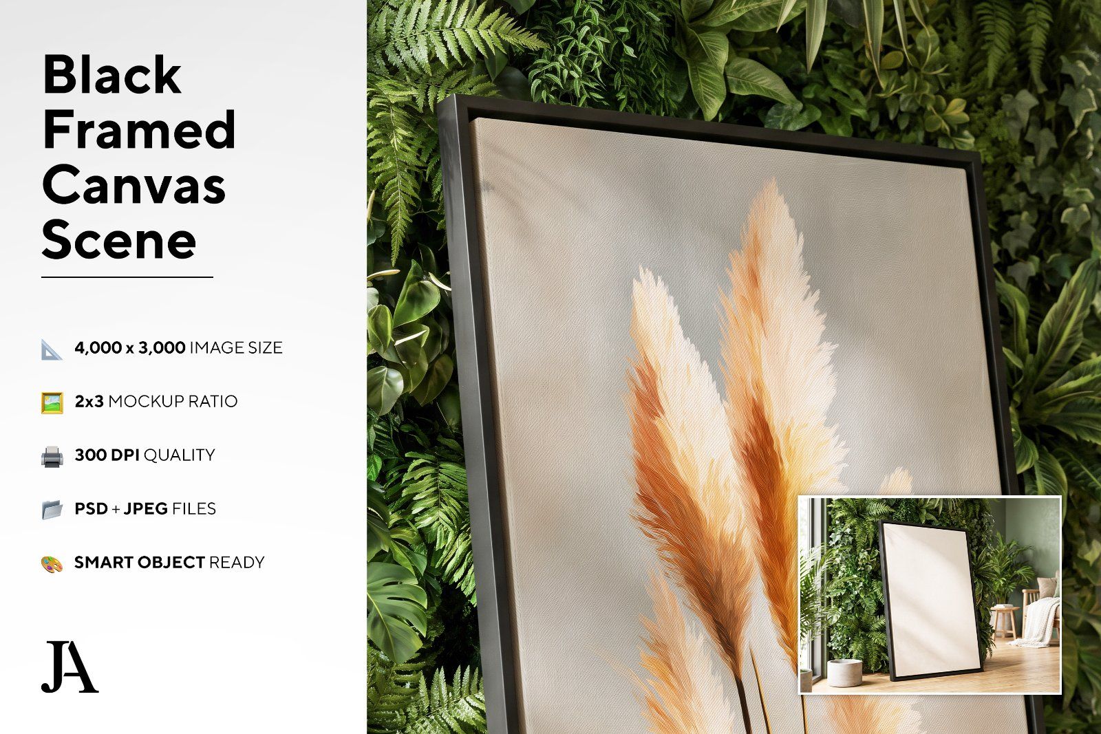 Black Framed Canvas | 2x3 Ratio PSD — image 3