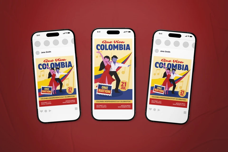 Colombia Independence Day Event Flyer Set