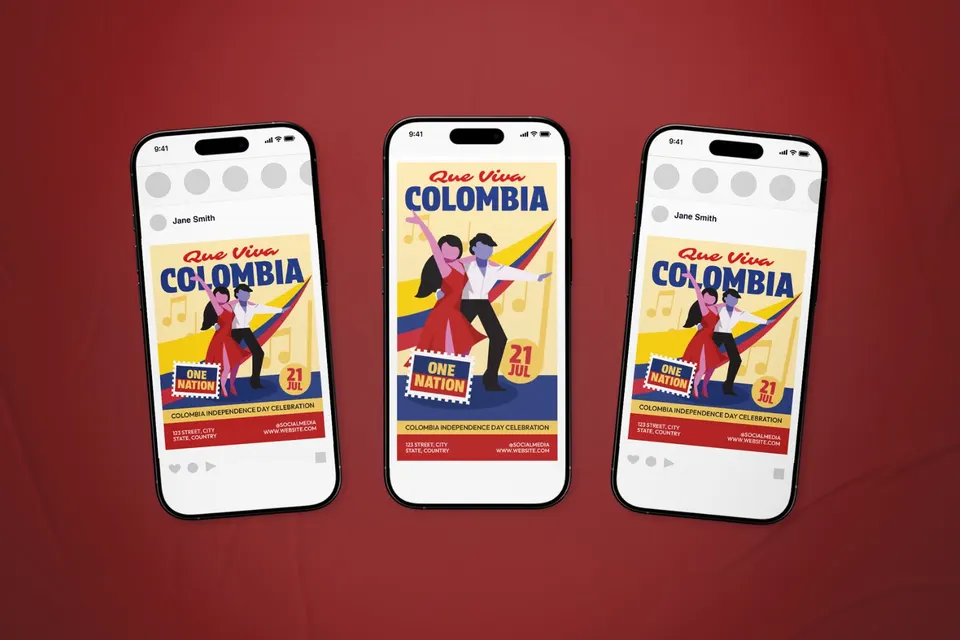 Colombia Independence Day Event Flyer Set