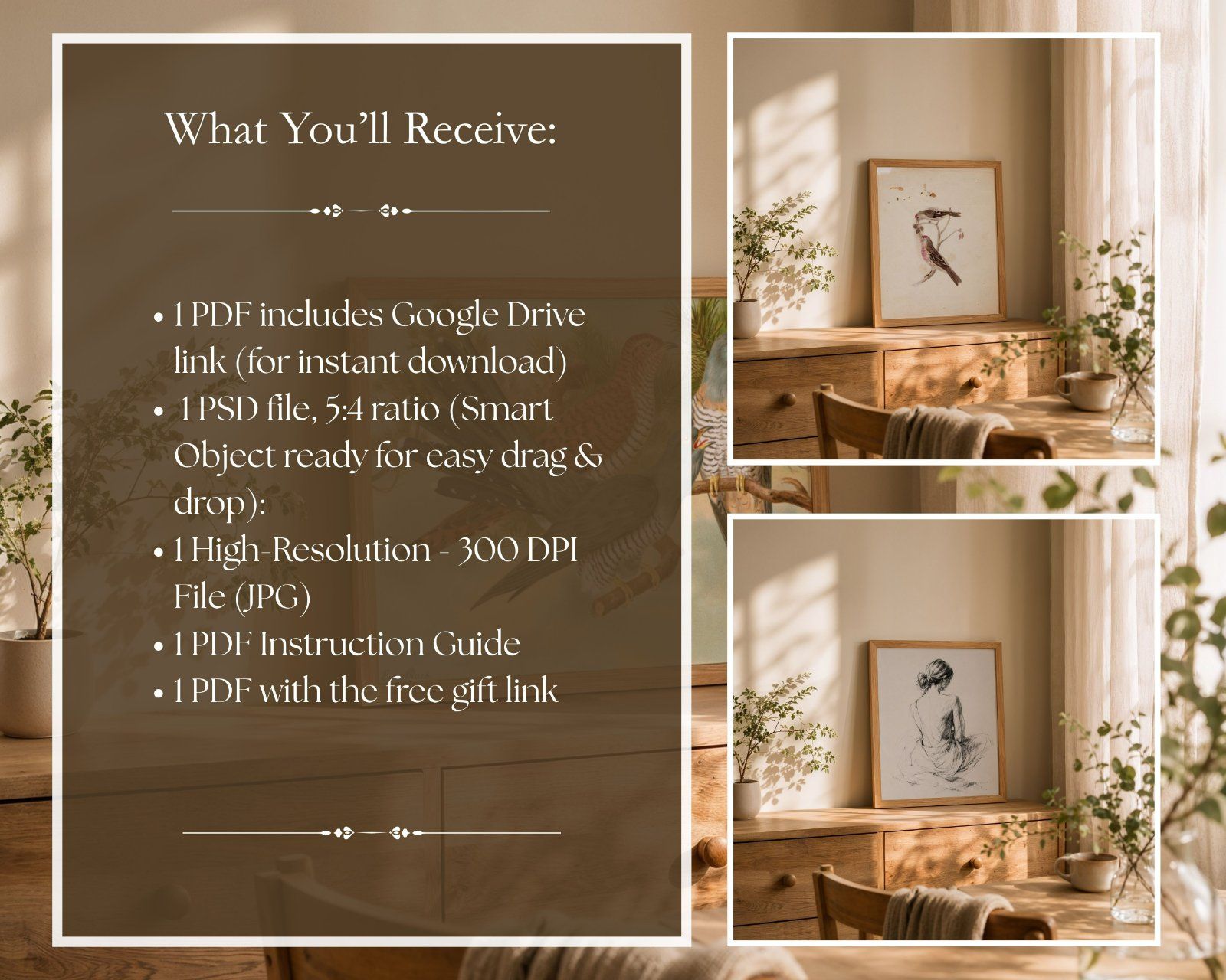 Rustic Oak Wooden Frame Mockup Bundle PSD | 4x5, 5x4 Ratio | Vertical & Horizontal |