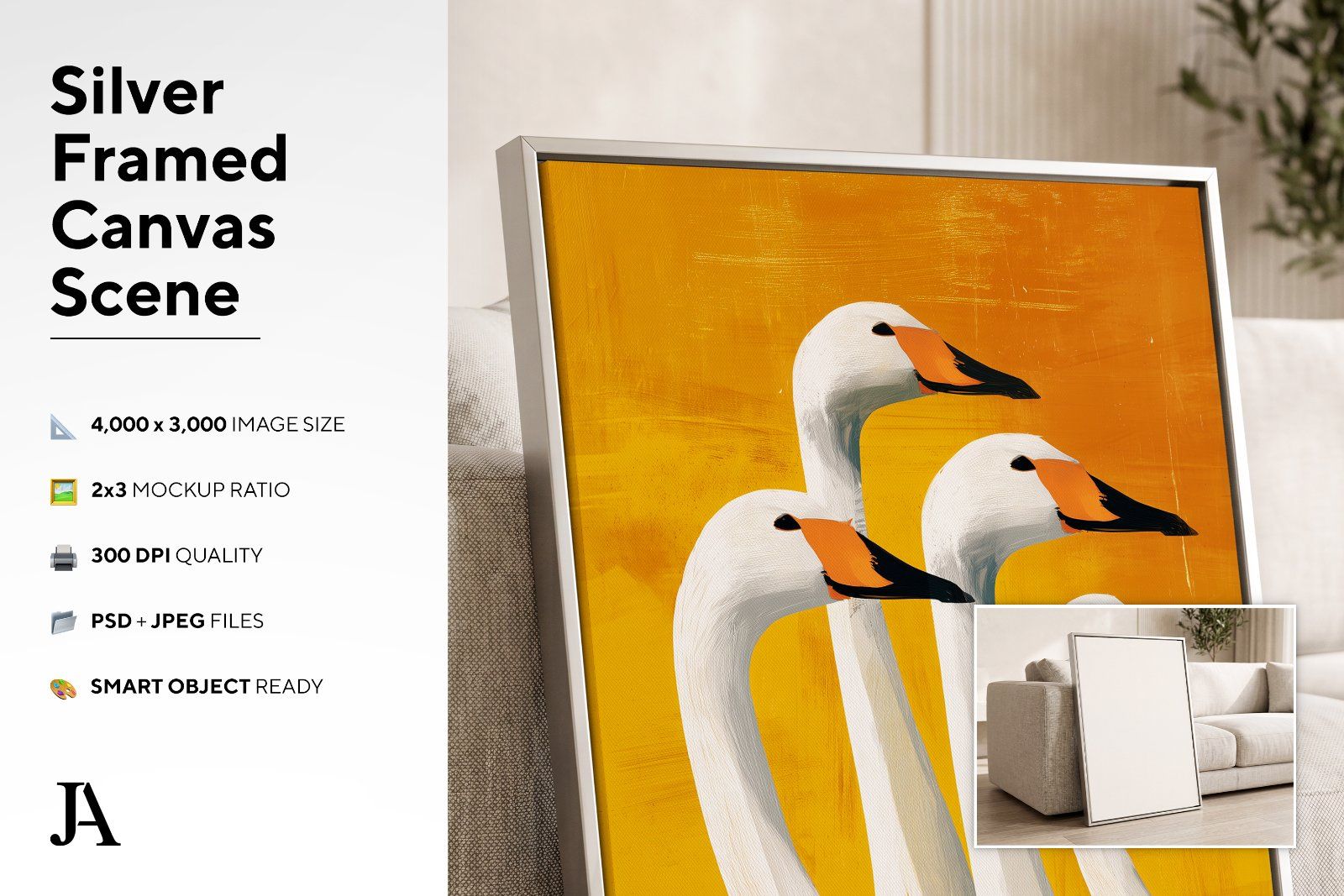 Silver Framed Canvas | 2x3 Ratio PSD — image 3