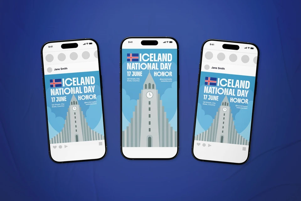 Iceland National Day Event Flyer Set