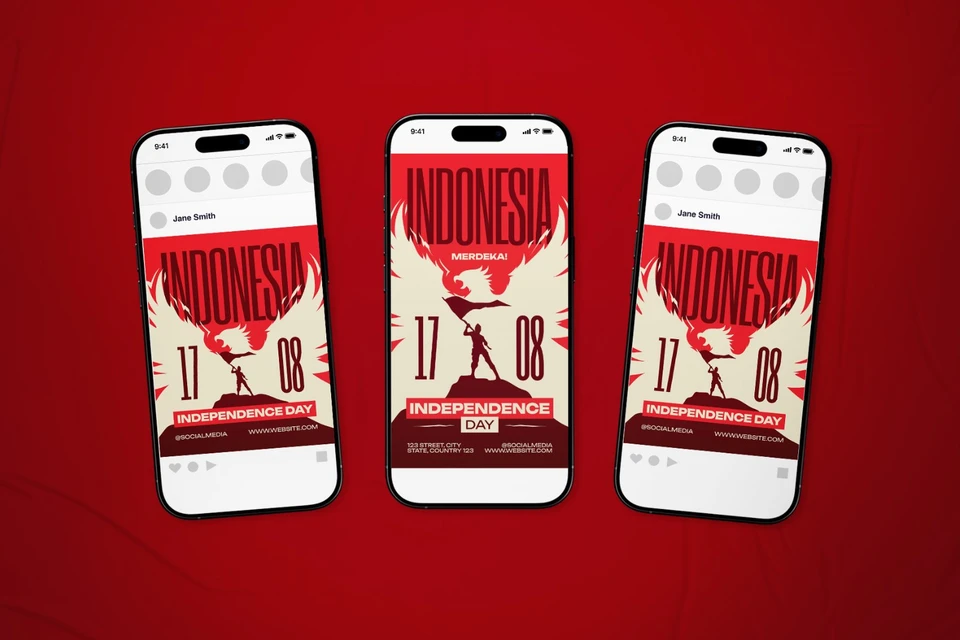 Indonesia Independence Day Celebration Flyer Set