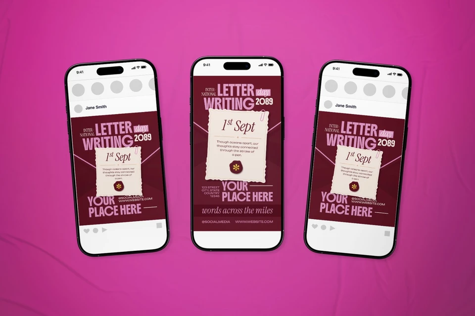 International Letter Writing Day Event Flyer Set