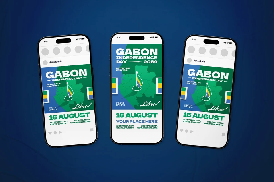 Gabon Independence Day Celeberation Flyer Set