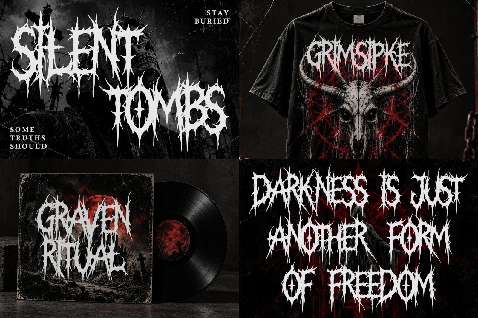 Halloween Horror Fonts Bundle, Extreme Metal Font Collection, Scary Display Typefaces for Posters — image 2
