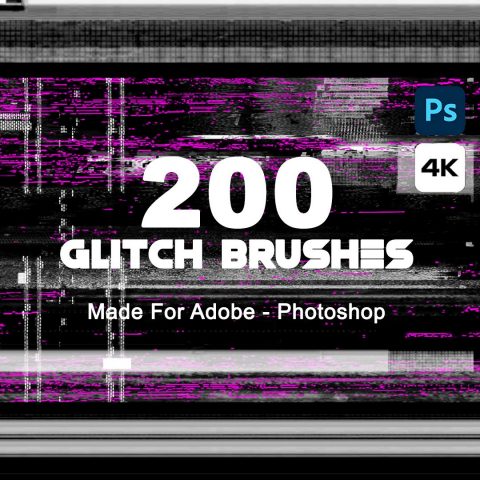 200 Glitch Photoshop Brushes, Glitch brush, Twitch brush, Photoshop brushes, Glitch Effect Stream