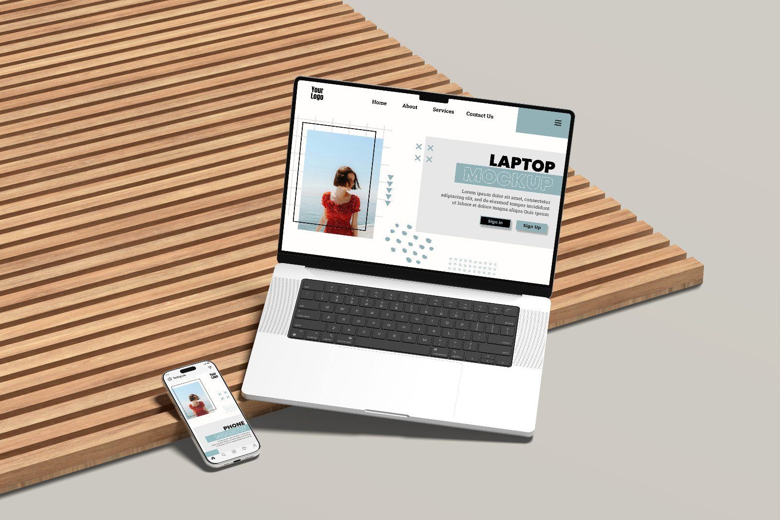 Laptop and Phone Mockup