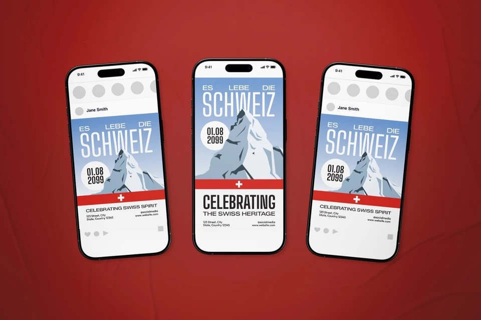 Switzerland National Day Event Flyer Set