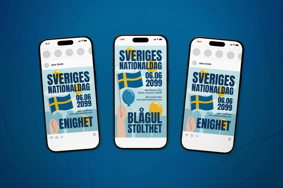 Sveriges Nationaldag Event Flyer Set