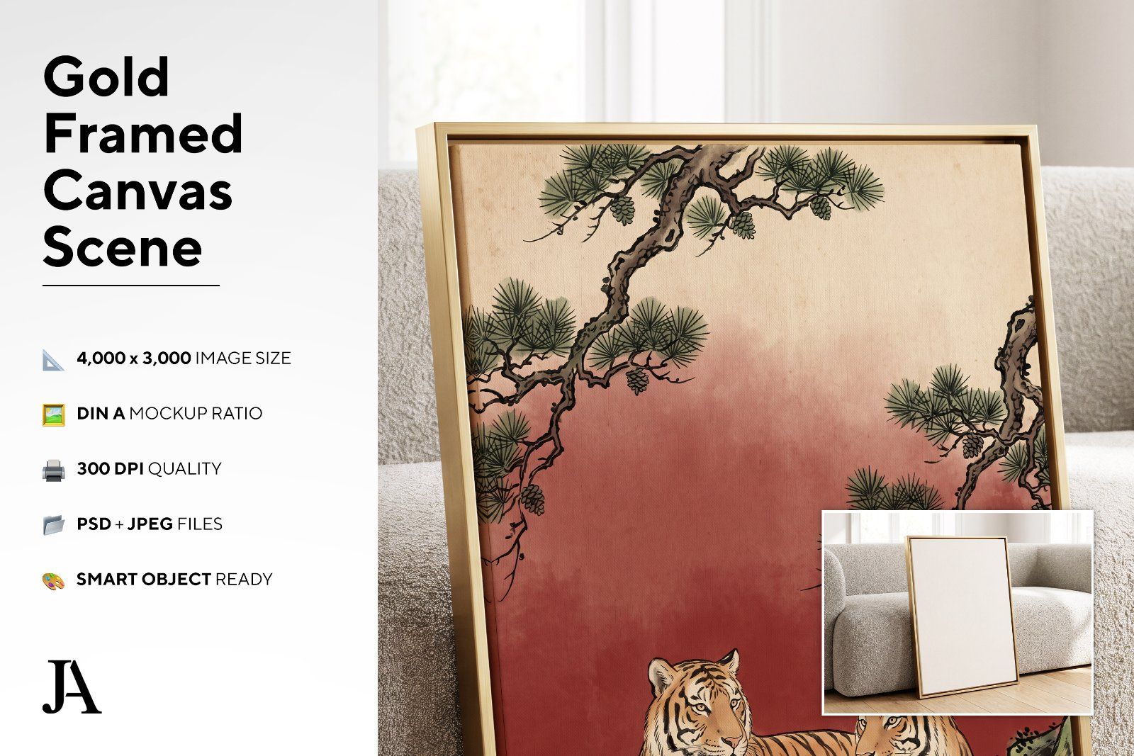 Gold Framed Canvas | DIN A PSD