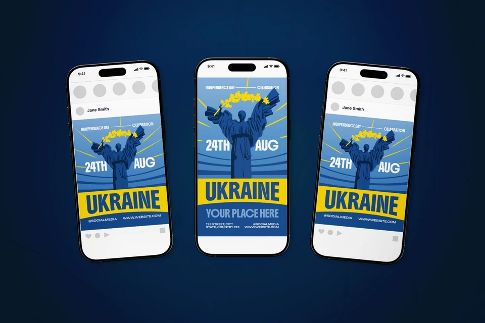 Ukraine Independence Day Celebration Flyer Set
