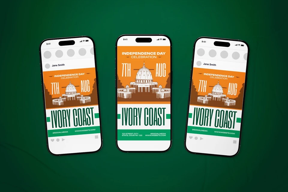 Ivory Coast Independence Day Celebration Flyer Set