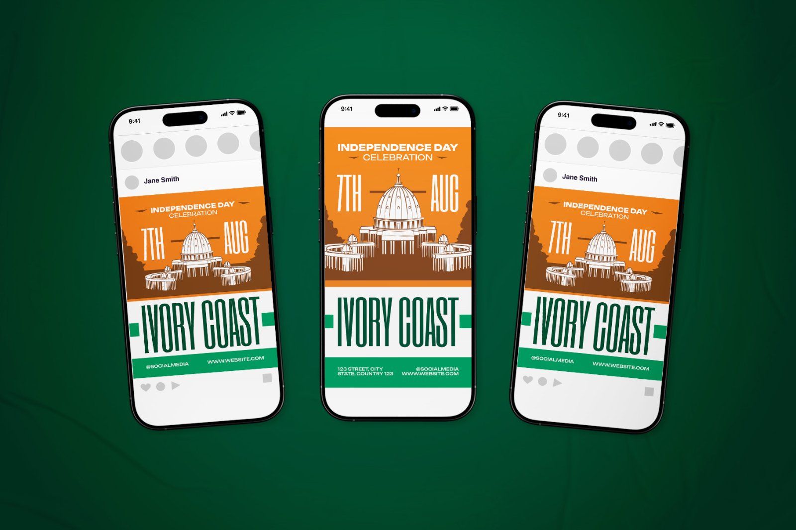 Ivory Coast Independence Day Celebration Flyer Set — image 1
