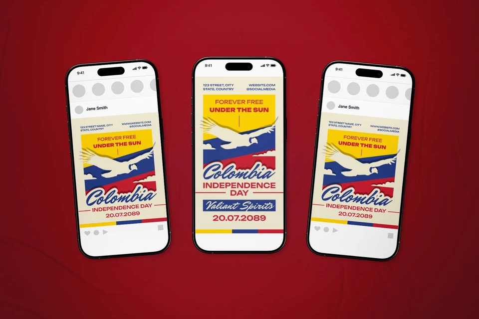 Colombia Independence Day Celebration Flyer Set