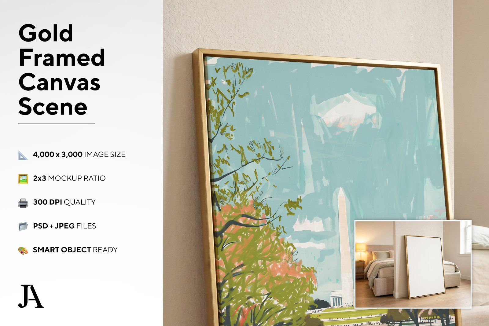 Gold Framed Canvas | 2x3 Ratio PSD — image 3