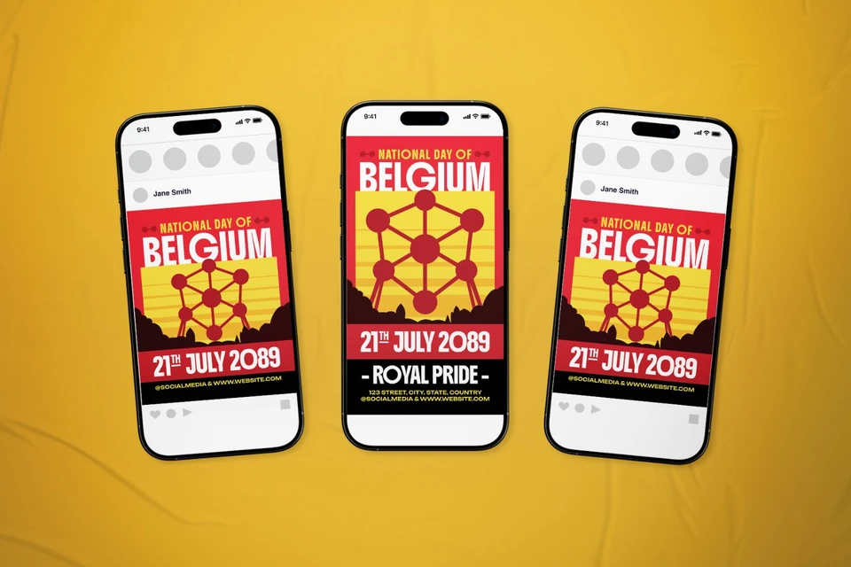 Belgium National Day Celebration Flyer Set