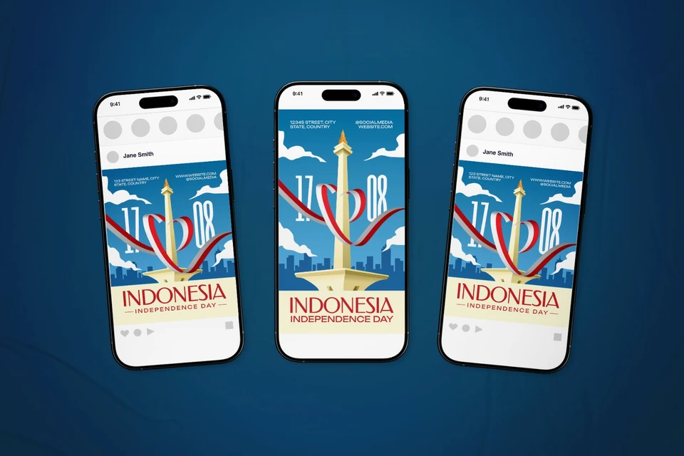 Indonesia Independence Day Celebration Instagram Flyer Set