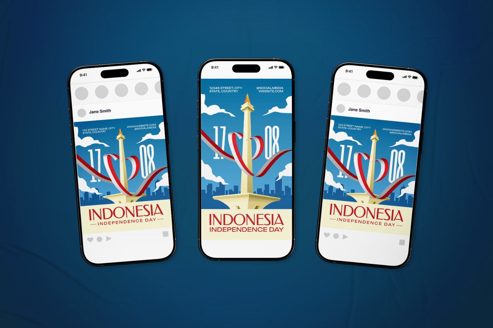 Indonesia Independence Day Celebration Instagram Flyer Set — image 1