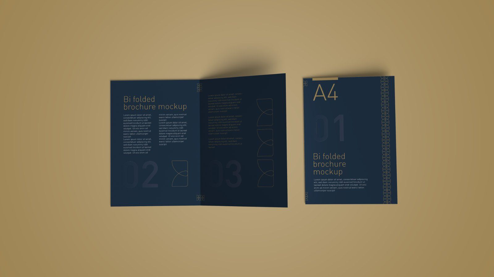 A4 Bi-Fold Brochure Mockup – 5 PSD Bundle Files, Folded Flyer & Print Branding Mockup