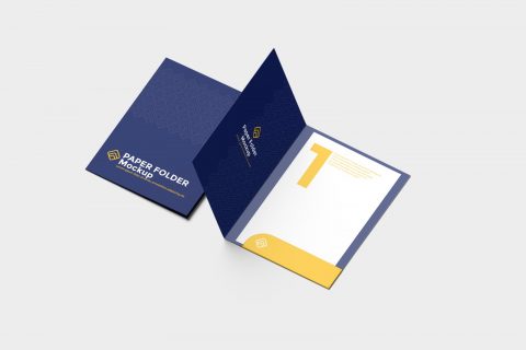 Opened and Closed Paper Folder with Document for Presentation