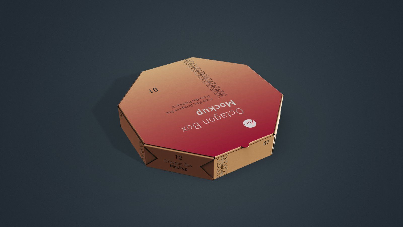 Octagonal Pizza Box Mockup - 5 PSDs