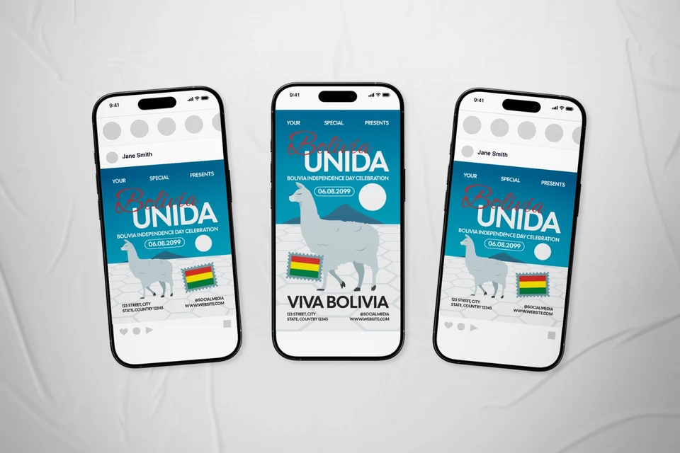 Bolivia Independence Day Event Flyer Set