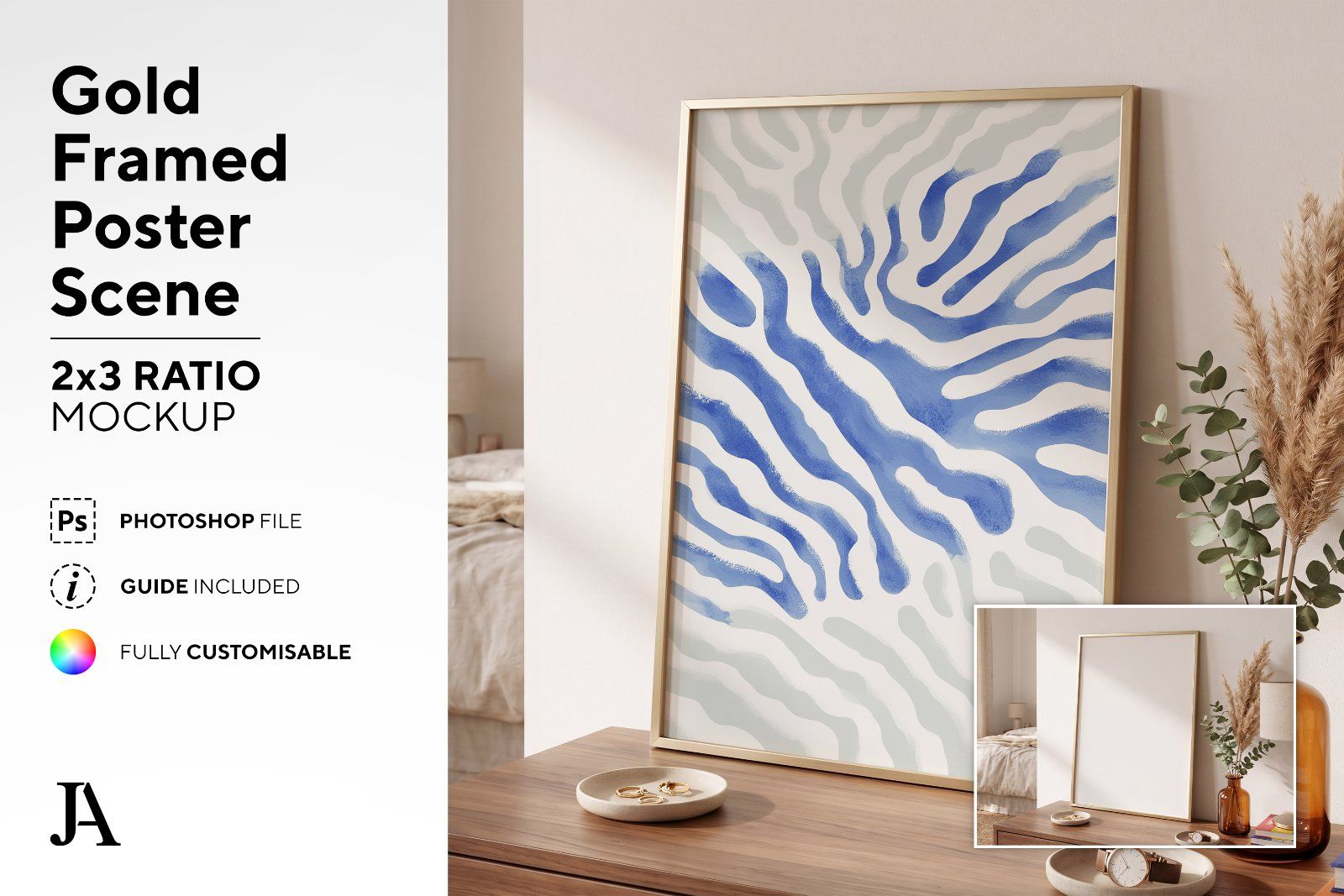 Gold Framed Poster | 2x3 Ratio PSD