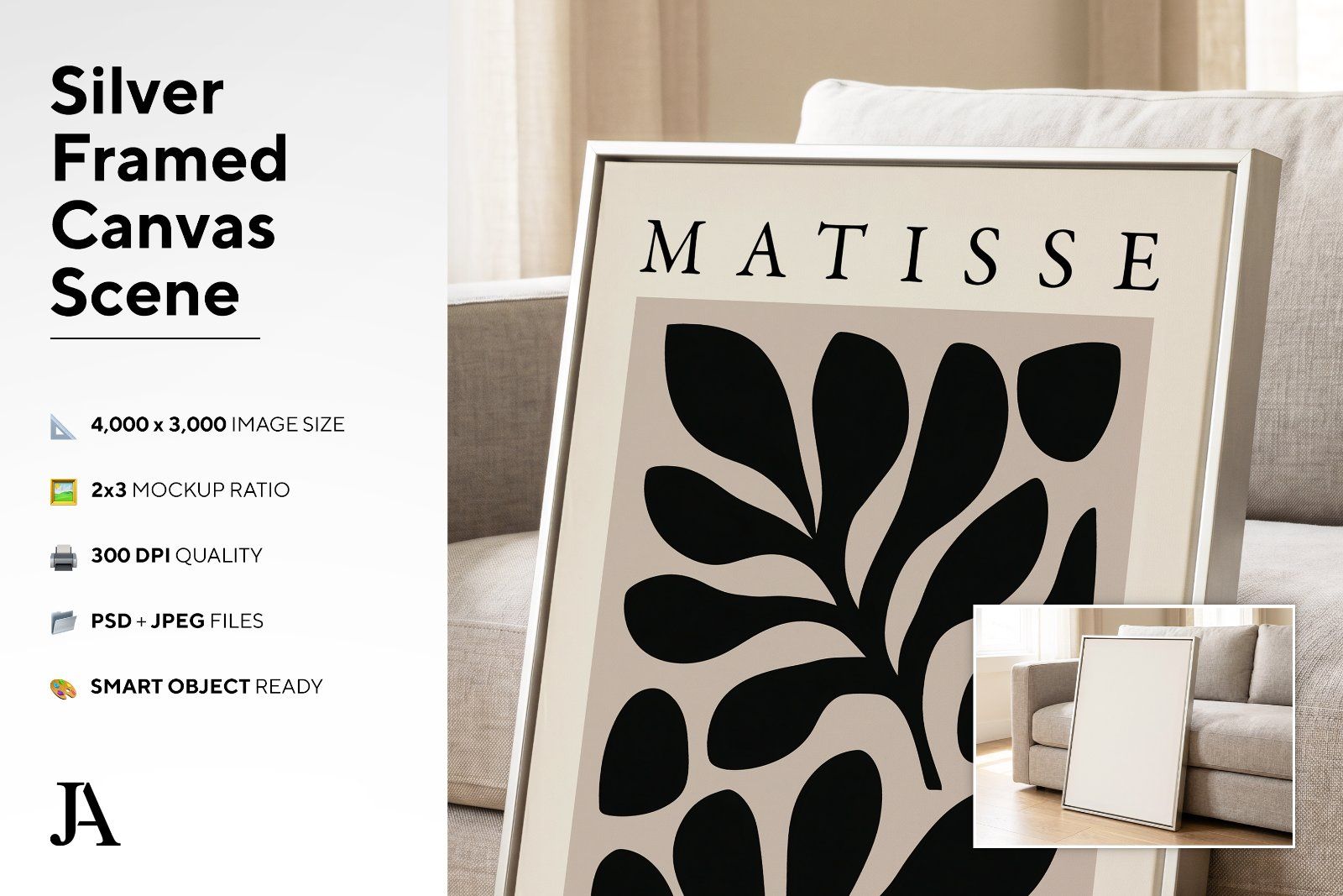Silver Framed Canvas | 2x3 Ratio PSD