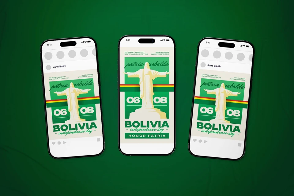 Bolivia Independence Day Celebration Flyer Set