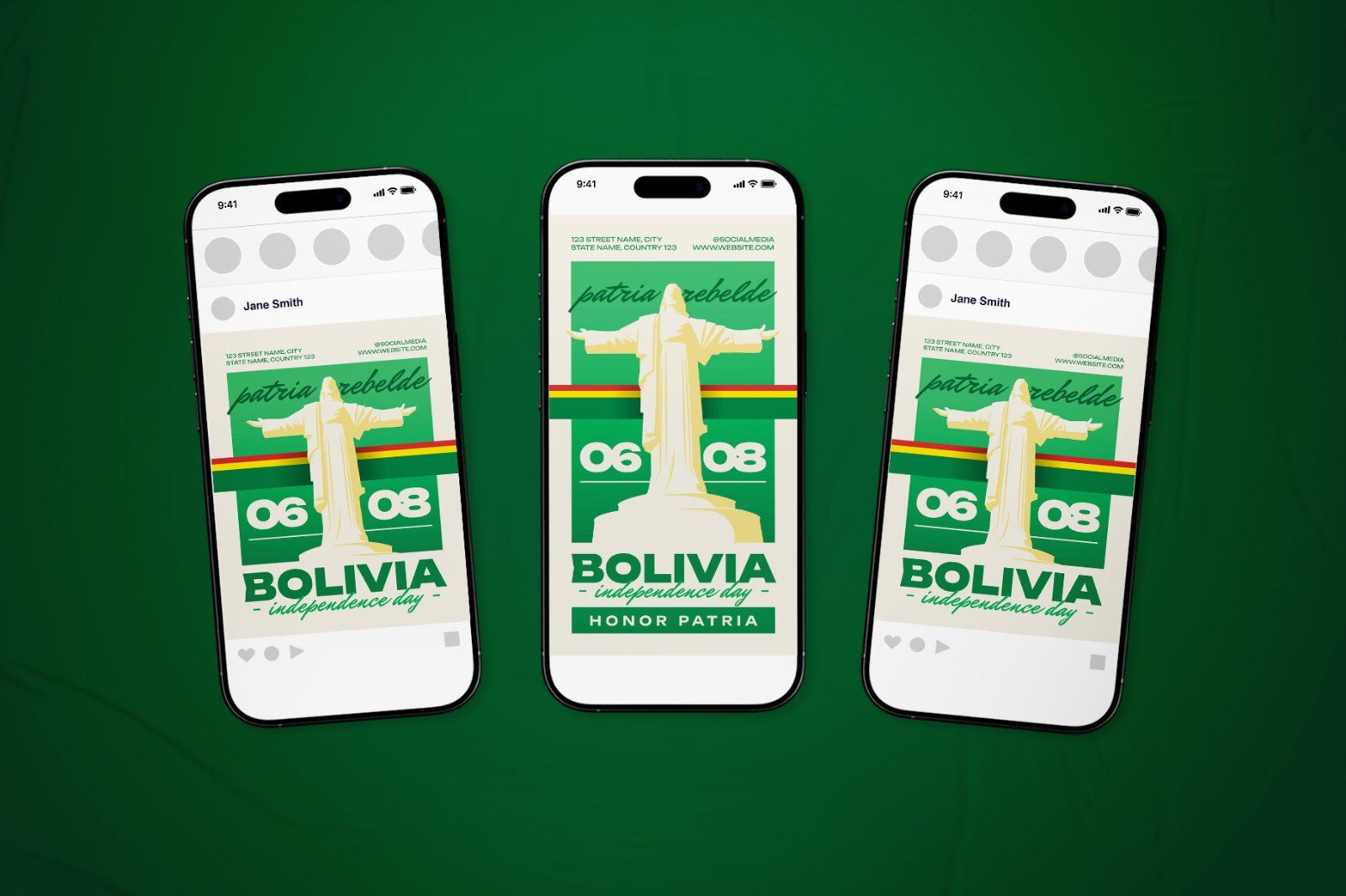 Bolivia Independence Day Celebration Flyer Set — image 1