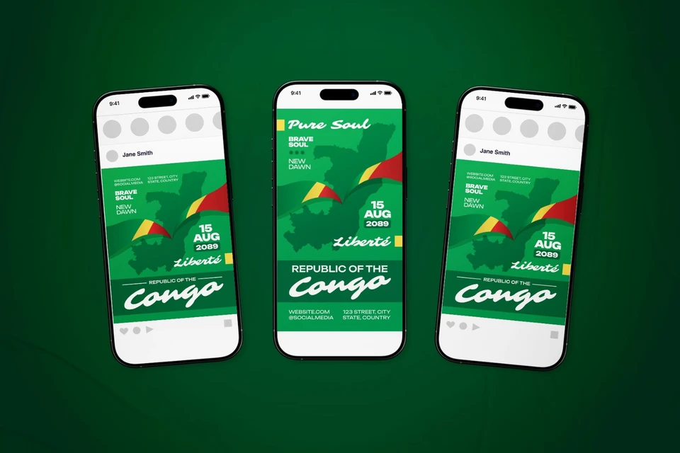 Republic of Congo Independence Day Celebration Flyer Set