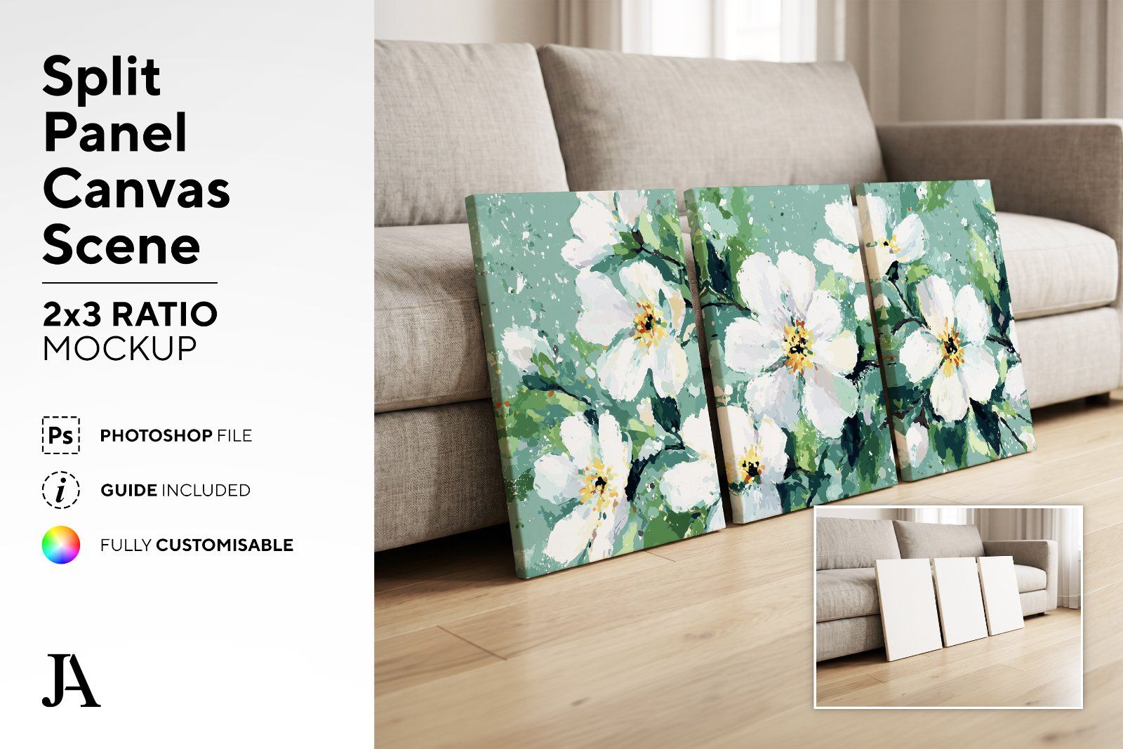 Split Panel Canvas | 2x3 Ratios PSD