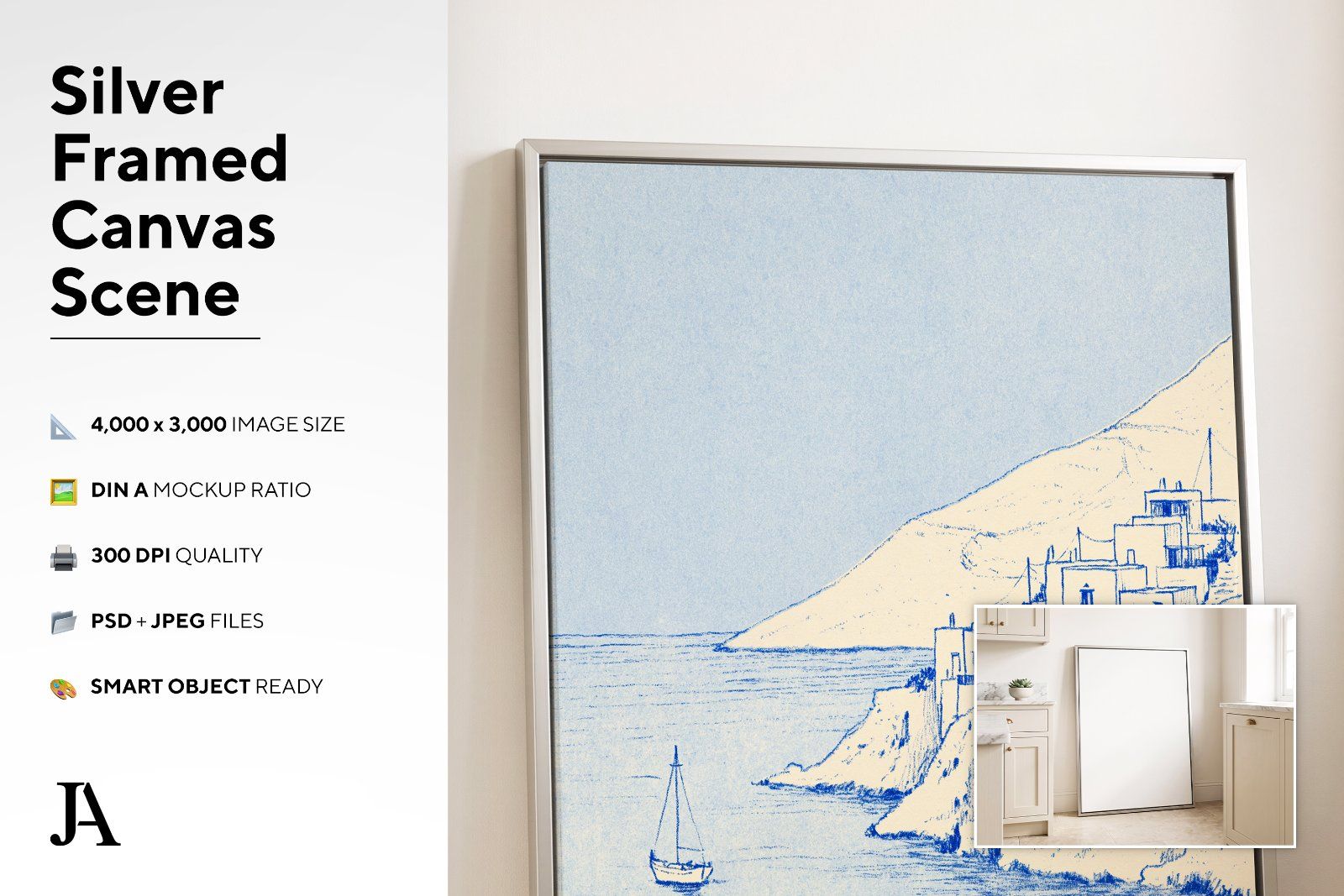 Silver Framed Canvas | DIN A PSD