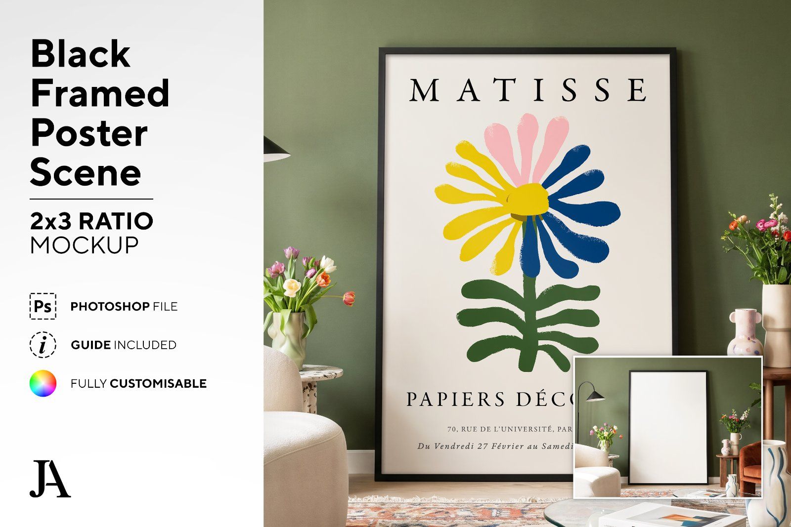 Black Framed Poster | 2x3 Ratio PSD