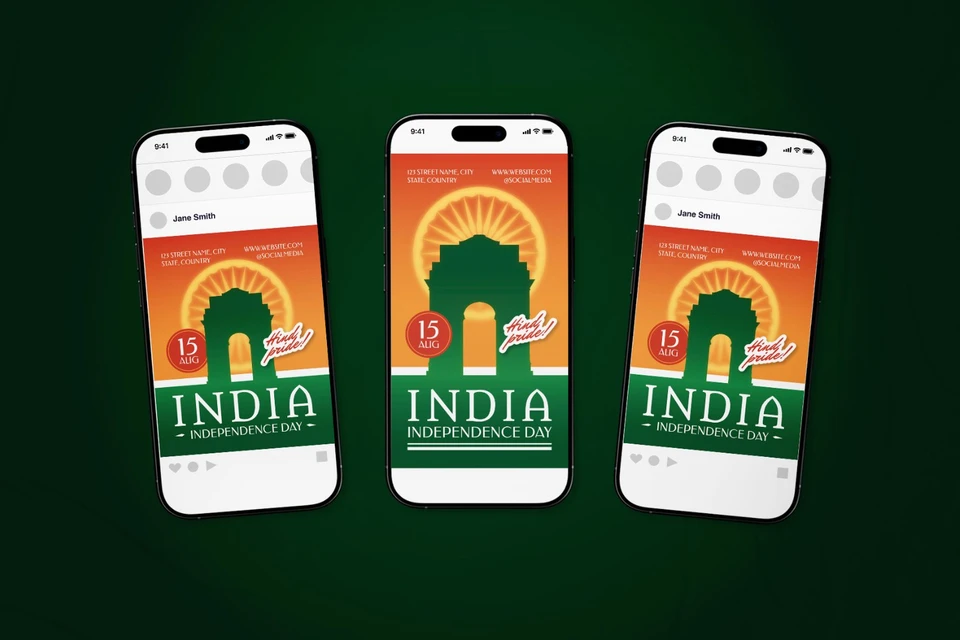 India Independence Day Celebration Flyer Set
