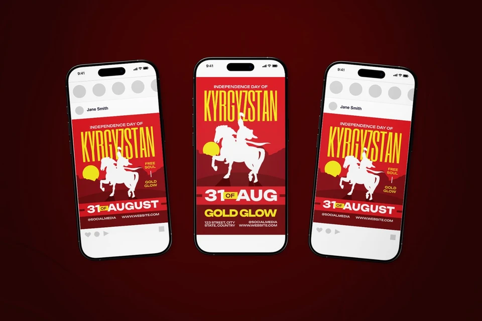 Kyrgyzstan Independence Day Celebration Flyer Set