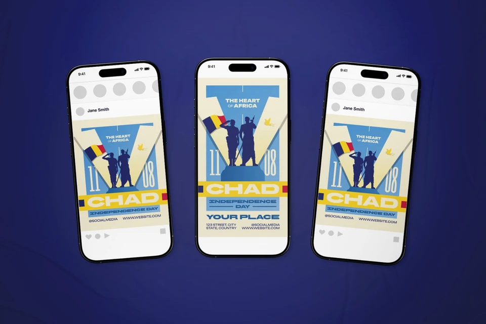 Chad Independence Day Celebration Flyer Set