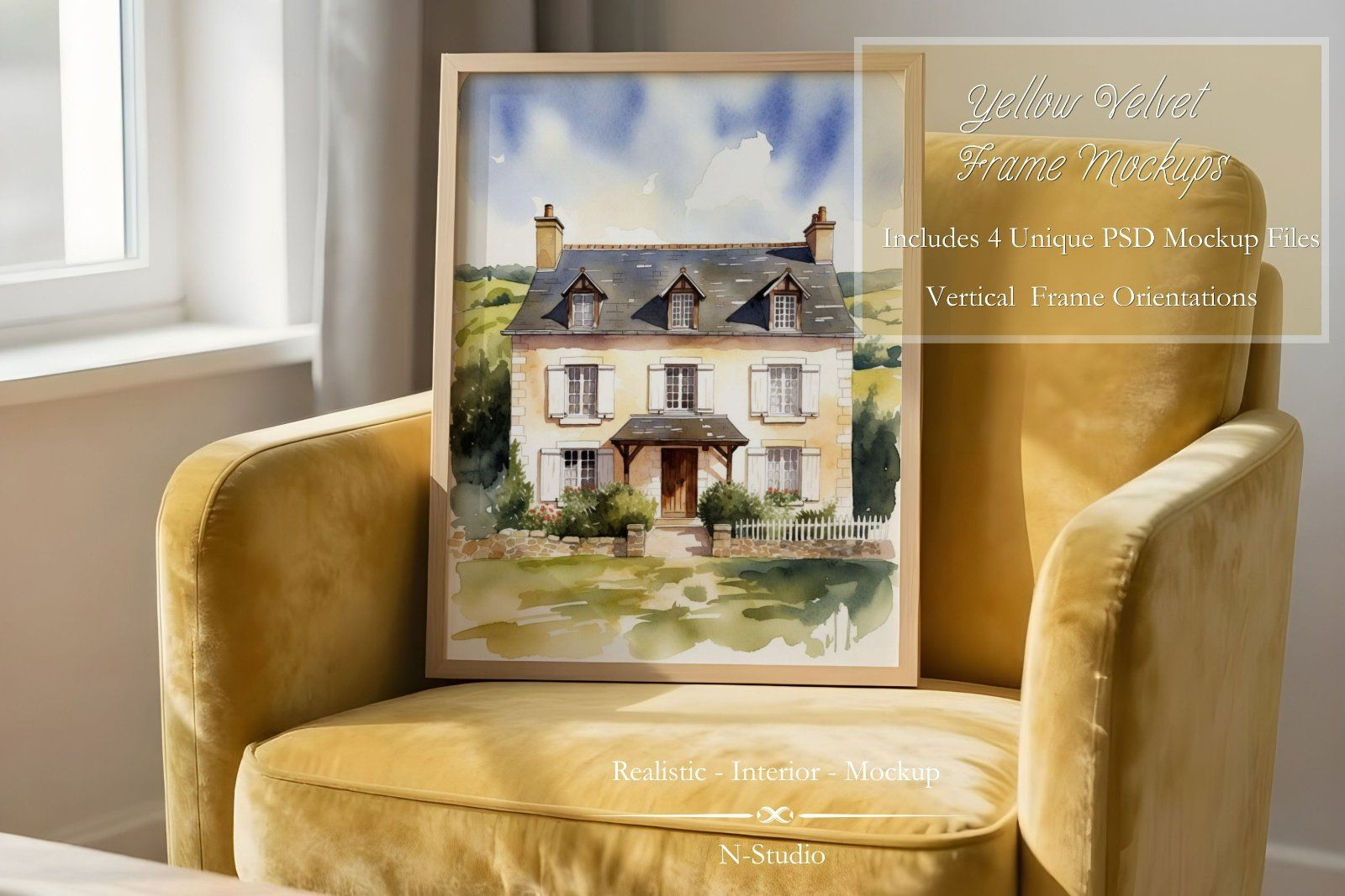 4 Yellow Velvet Frame Mockup Bundle