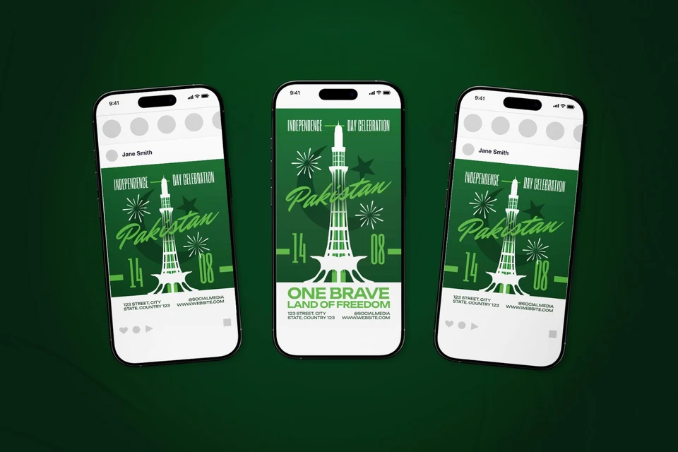 Pakistan Independence Day Celebration Flyer Set