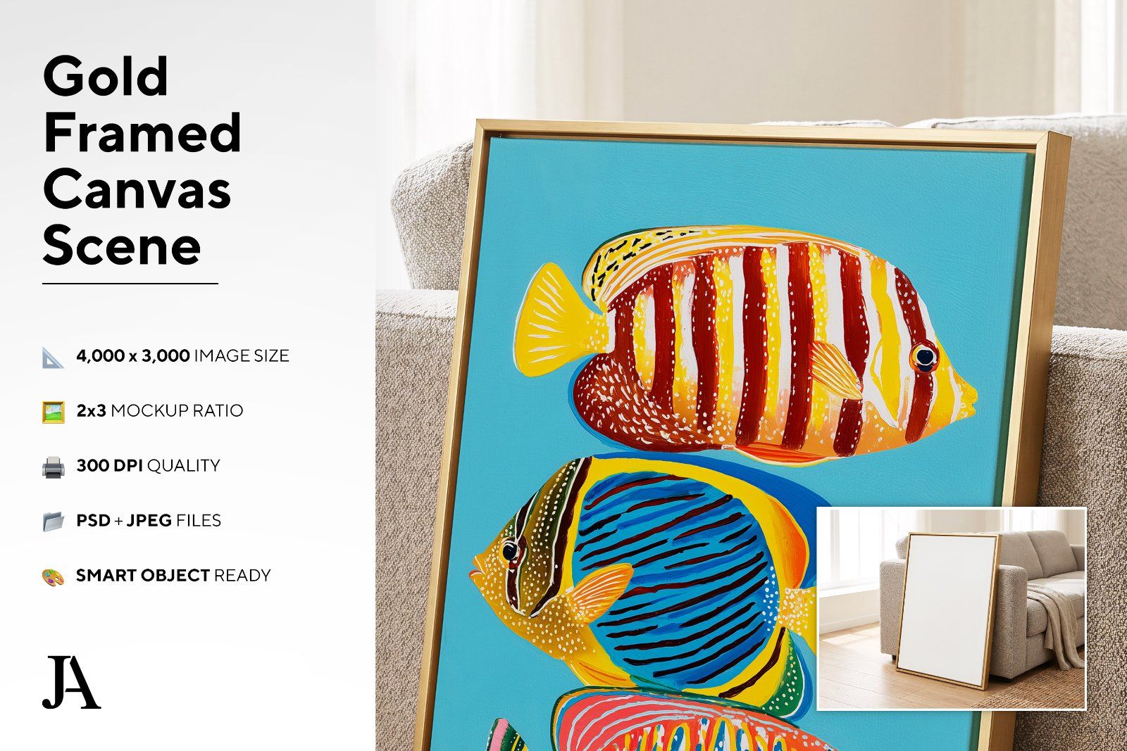 Gold Framed Canvas | 2x3 Ratio PSD