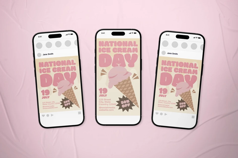 Ice Cream Day Event Flyer Set