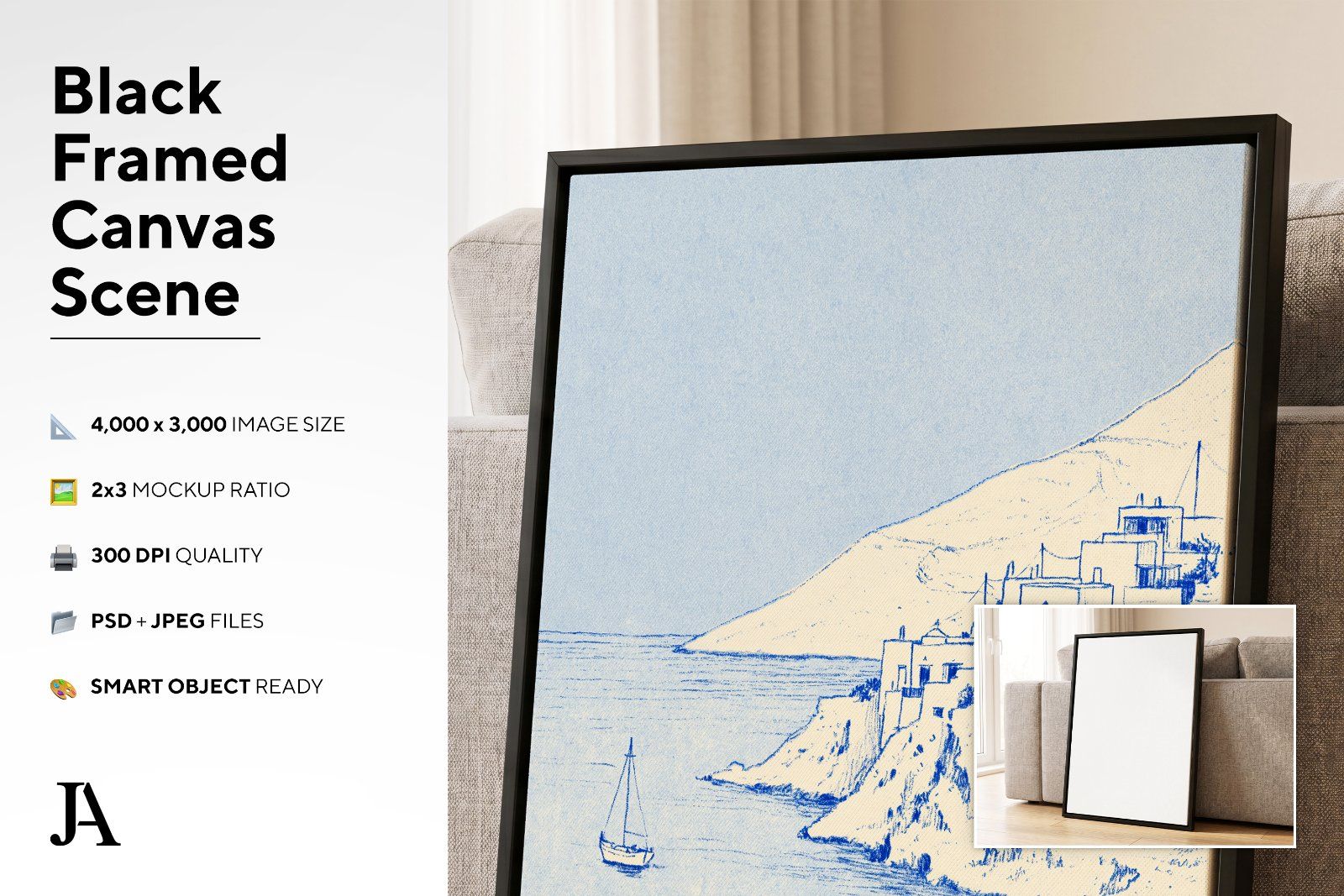 Black Framed Canvas | 2x3 Ratio PSD — image 3