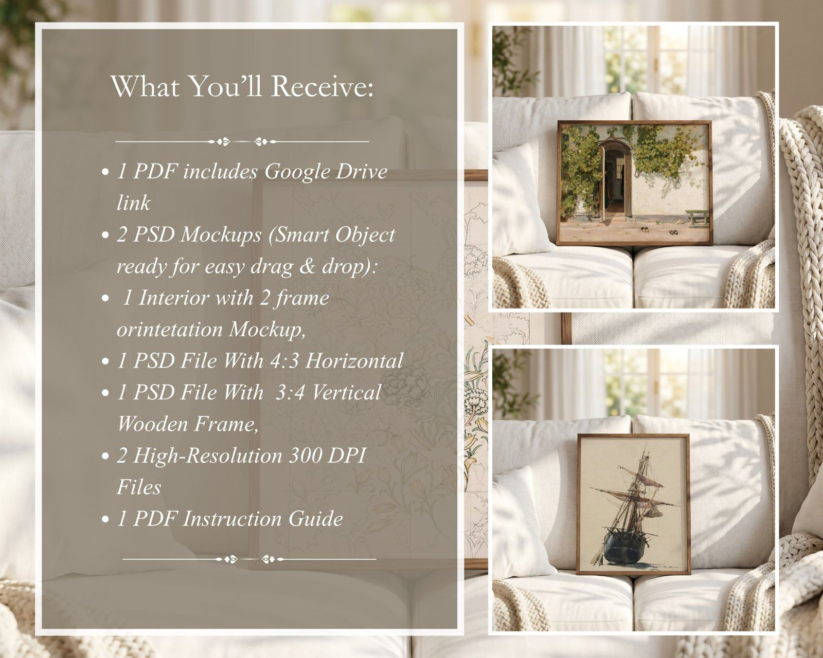 Neutral Frame Mockup PSD – 2-in-1 Interior Mockup