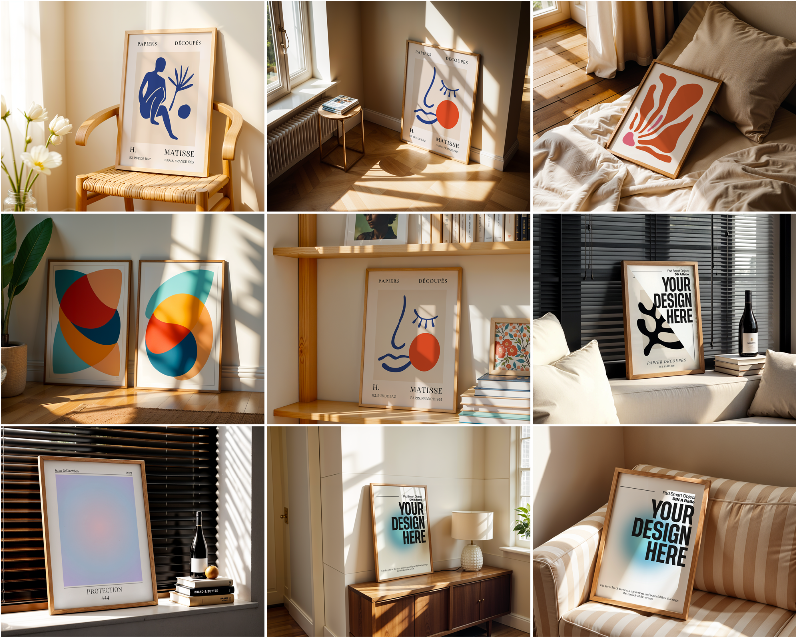 150 Poster Frame Mockup PSD Bundle, Wall Art Display , Din A Ratio