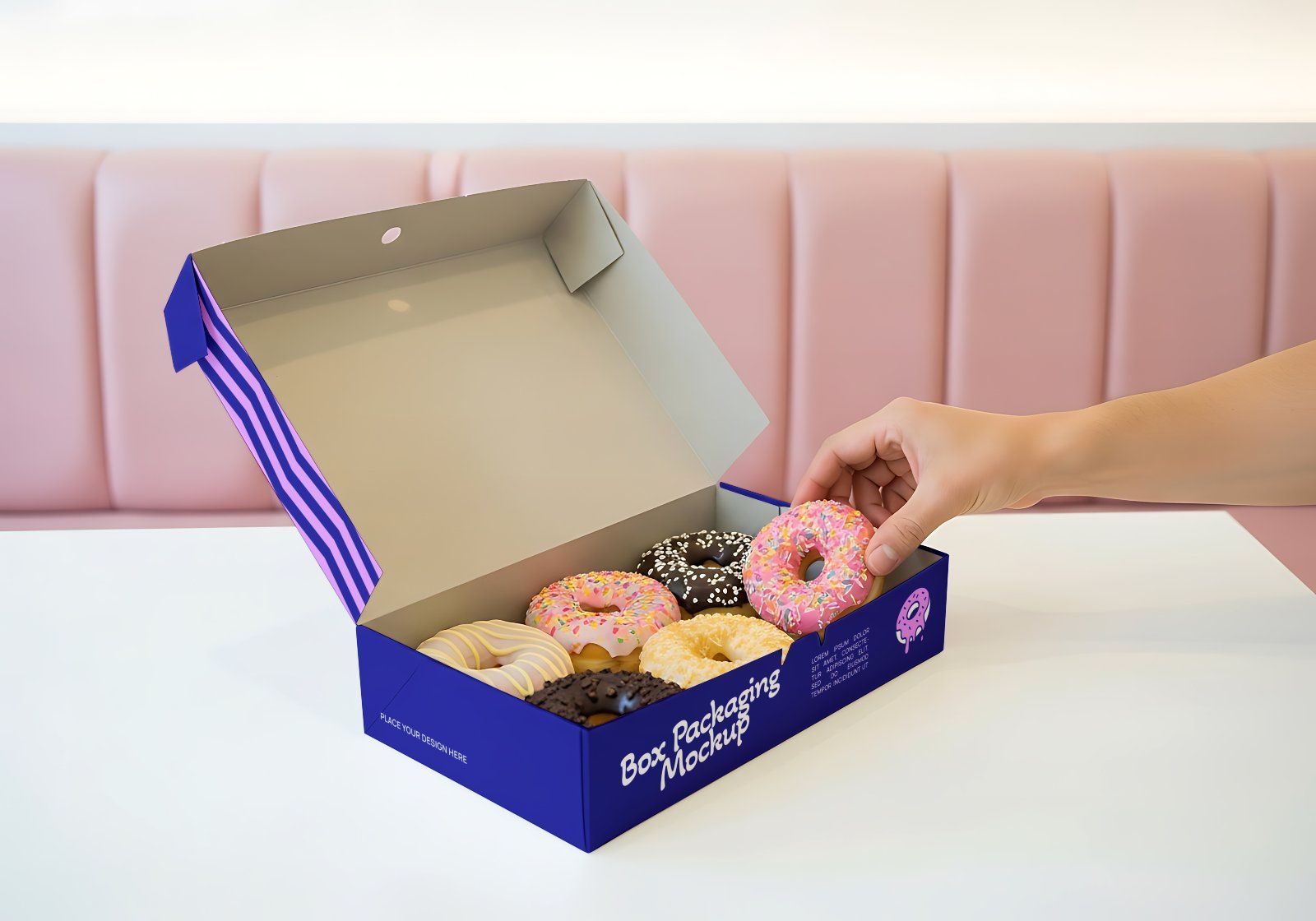 Premium Branding Blue Donut Store Mockup