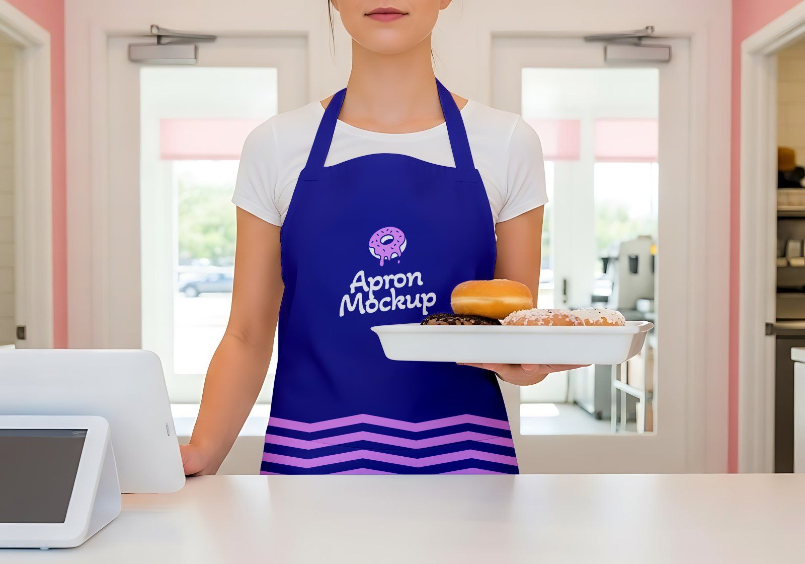 Premium Branding Blue Donut Store Mockup