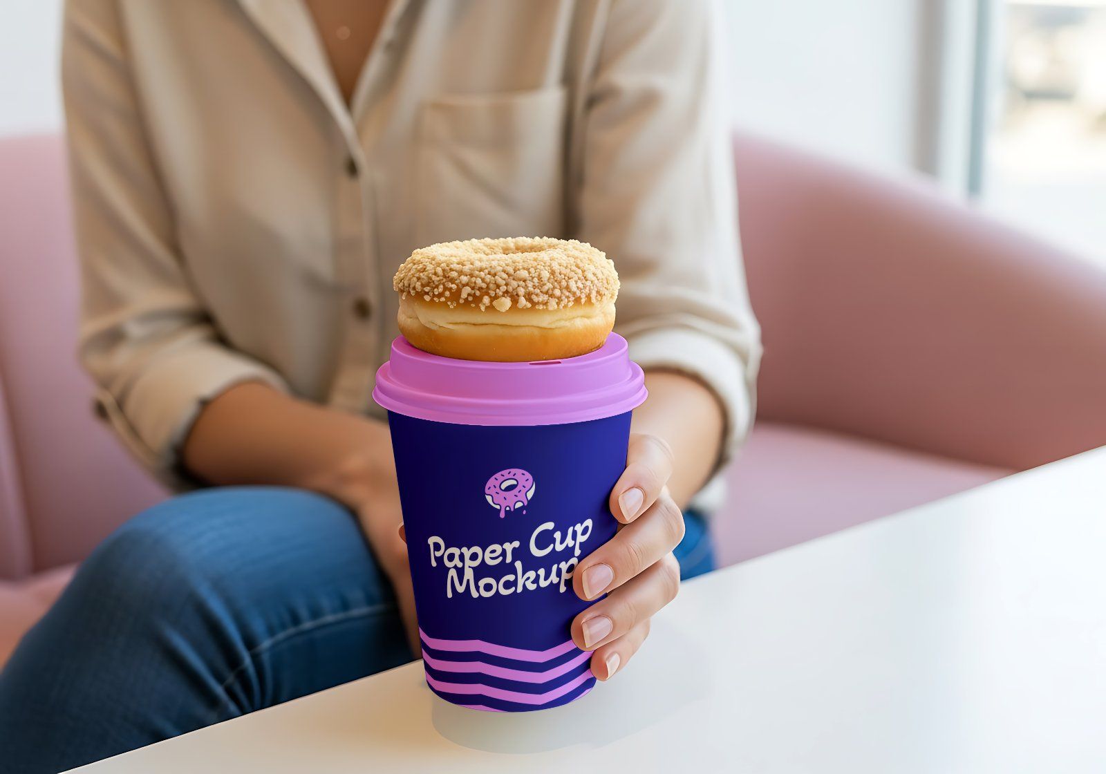 Premium Branding Blue Donut Store Mockup